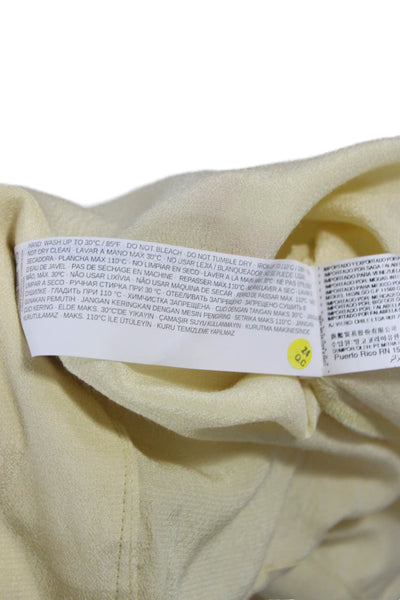 Mango Womens Tunic Blouse Yellow Mock Neck Button Long Sleeve Size 2
