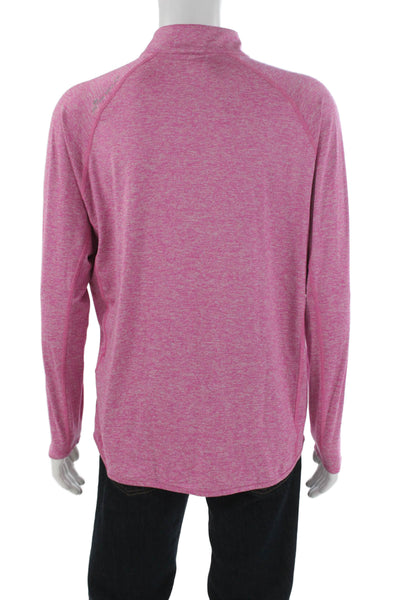 Peter Millar Mens Pullover Mock Neck Zip Long Sleeve Pink Polyester Size L