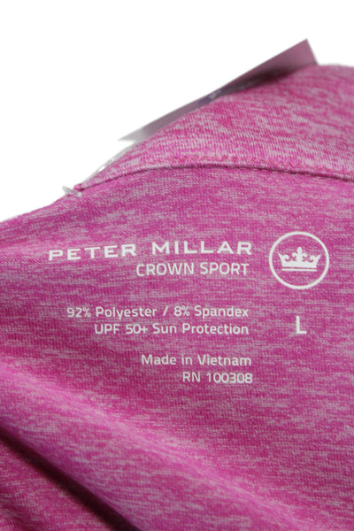Peter Millar Mens Pullover Mock Neck Zip Long Sleeve Pink Polyester Size L