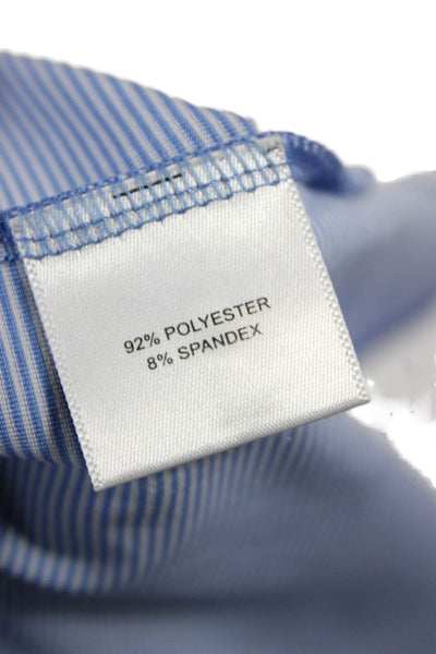 Peter Millar Mens Short Sleeve Collared Striped Knit Polo Shirt Blue White Large
