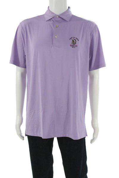 Peter Millar Mens Short Sleeve Collared Knit Polo Shirt Purple Size Medium
