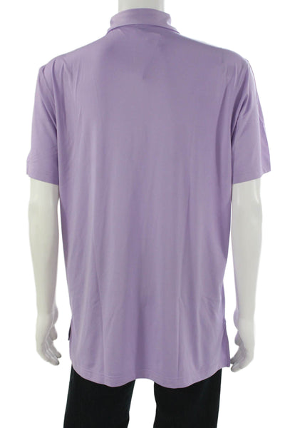Peter Millar Mens Short Sleeve Collared Knit Polo Shirt Purple Size Medium