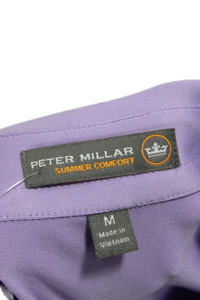 Peter Millar Mens Short Sleeve Collared Knit Polo Shirt Purple Size Medium