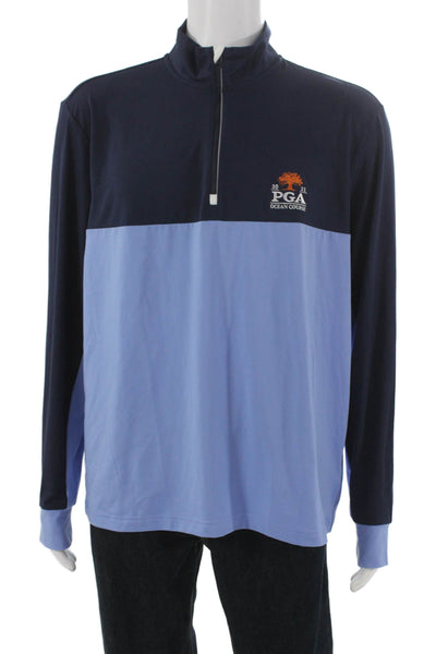 Polo Golf Ralph Lauren Mens Basic Blue Mock Neck Long Sleeve T Shirt Size L