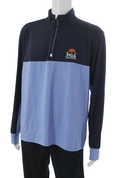 Polo Golf Ralph Lauren Mens Basic Blue Mock Neck Long Sleeve T Shirt Size L