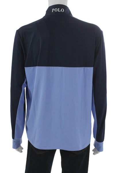 Polo Golf Ralph Lauren Mens Basic Blue Mock Neck Long Sleeve T Shirt Size L