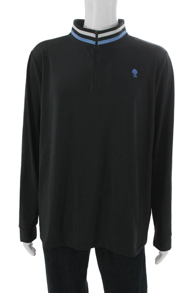 Redvanly Mens Black Mock Neck Long Sleeve Pullover T Shirt Size XL