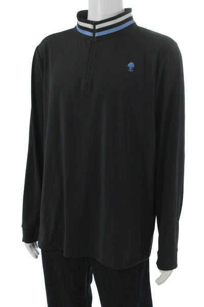 Redvanly Mens Black Mock Neck Long Sleeve Pullover T Shirt Size XL