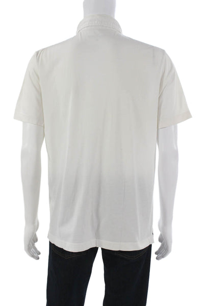 Vineyard Vines Mens Short Sleeve Collared Logo Polo Shirt White Cotton Medium