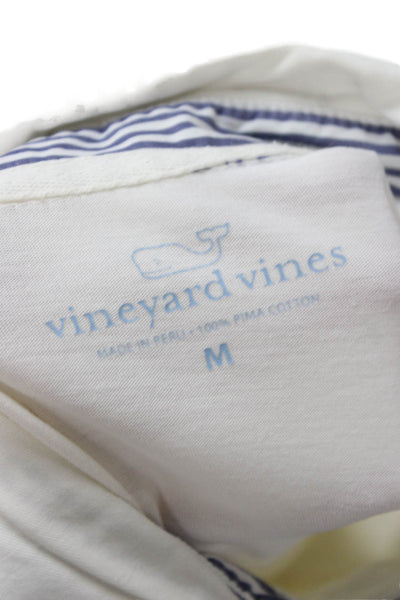 Vineyard Vines Mens Short Sleeve Collared Logo Polo Shirt White Cotton Medium