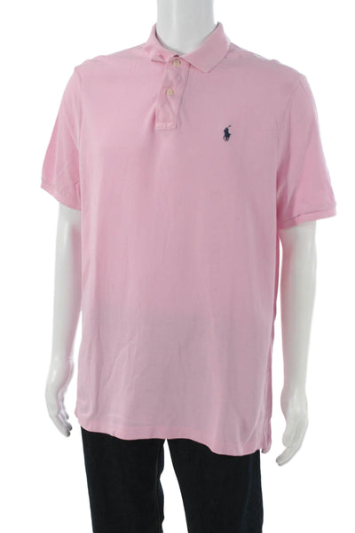 Polo Ralph Lauren Mens Short Sleeve Collared Classic Fit Polo Shirt Pink Large