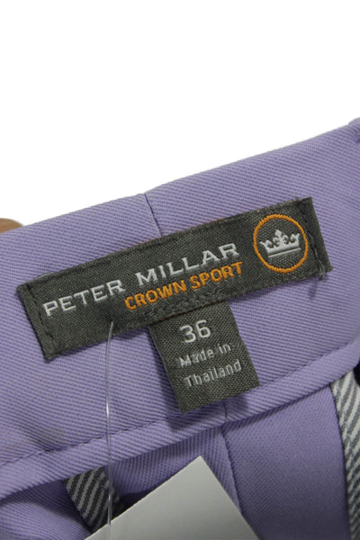 Peter Millar Mens Athletic Purple Polyester Shorts Button Size 36