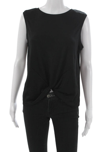 Lucky In Love Womens Cropped Tank Sleeveless Black Round Neck Polyester Size M