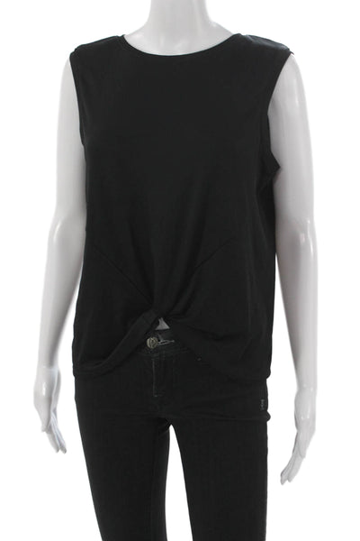 Lucky In Love Womens Cropped Tank Sleeveless Black Round Neck Polyester Size M