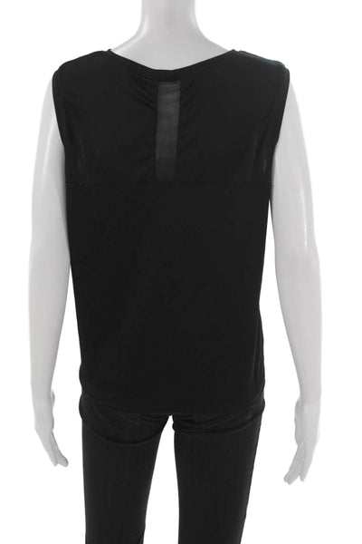 Lucky In Love Womens Cropped Tank Sleeveless Black Round Neck Polyester Size M