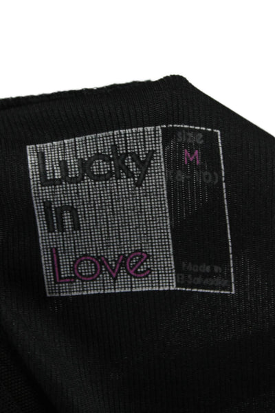 Lucky In Love Womens Cropped Tank Sleeveless Black Round Neck Polyester Size M