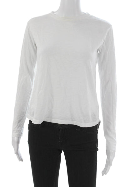 Velvet Women White Basic Long Sleeve Crew Neck T Shirt Size XS