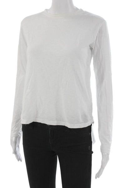 Velvet Women White Basic Long Sleeve Crew Neck T Shirt Size XS