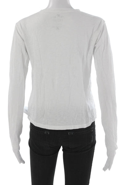 Velvet Women White Basic Long Sleeve Crew Neck T Shirt Size XS