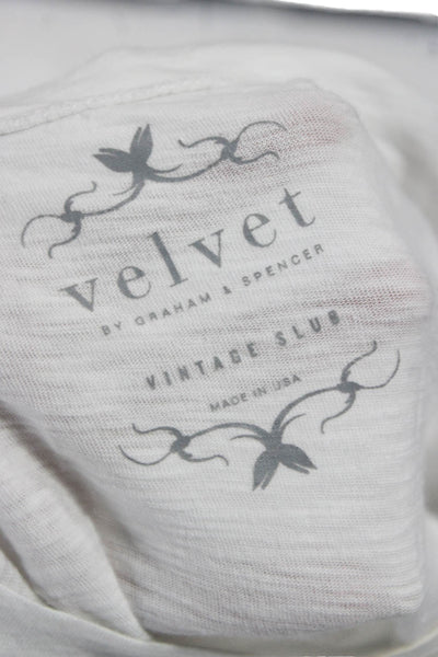 Velvet Women White Basic Long Sleeve Crew Neck T Shirt Size XS