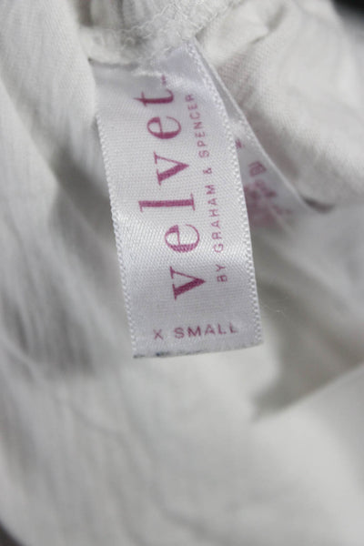 Velvet Women White Basic Long Sleeve Crew Neck T Shirt Size XS
