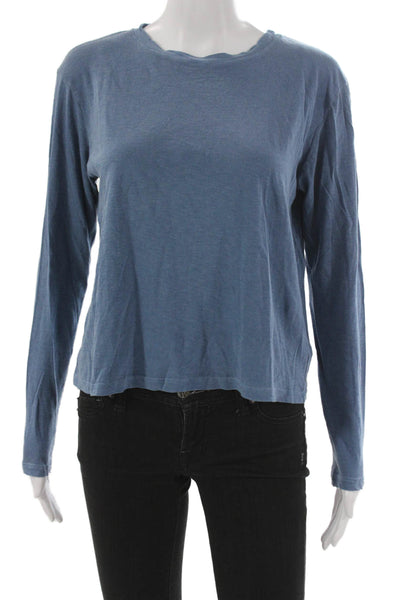 Sundry Womens Blue Basic 100% Pima Cotton Long Sleeve T-Shirt Round Neck Size 0