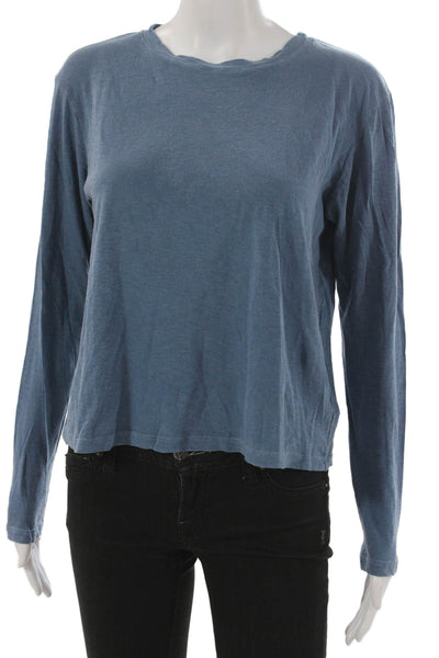 Sundry Womens Blue Basic 100% Pima Cotton Long Sleeve T-Shirt Round Neck Size 0