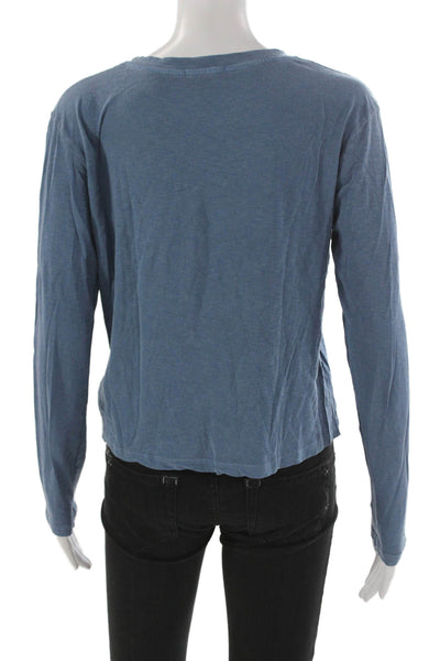 Sundry Womens Blue Basic 100% Pima Cotton Long Sleeve T-Shirt Round Neck Size 0