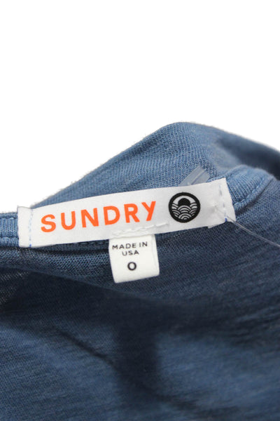 Sundry Womens Blue Basic 100% Pima Cotton Long Sleeve T-Shirt Round Neck Size 0