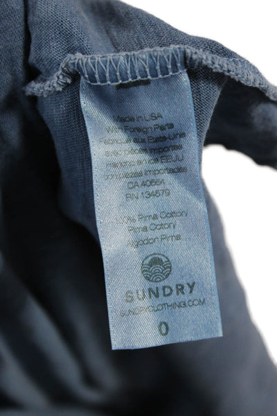 Sundry Womens Blue Basic 100% Pima Cotton Long Sleeve T-Shirt Round Neck Size 0