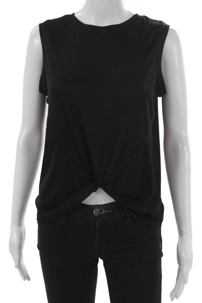 Lucky In Love Womens Basic Black Tank Sleeveless Round Neck Size M