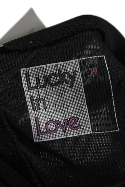 Lucky In Love Womens Basic Black Tank Sleeveless Round Neck Size M