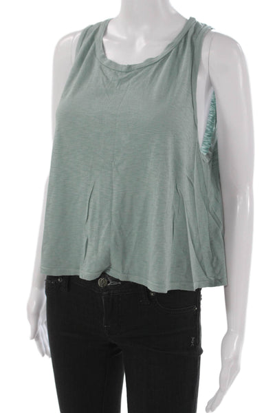 LA Made Women Basic Sleeveless Tank Green Supima Cotton Round Neck Size L