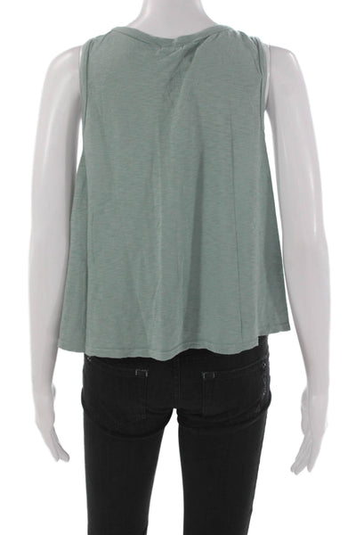 LA Made Women Basic Sleeveless Tank Green Supima Cotton Round Neck Size L