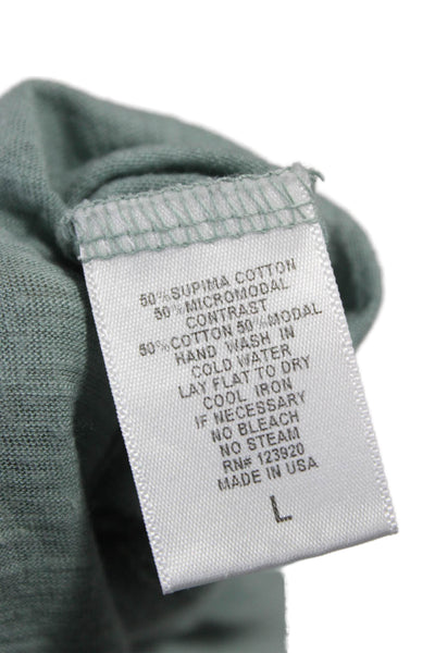 LA Made Women Basic Sleeveless Tank Green Supima Cotton Round Neck Size L