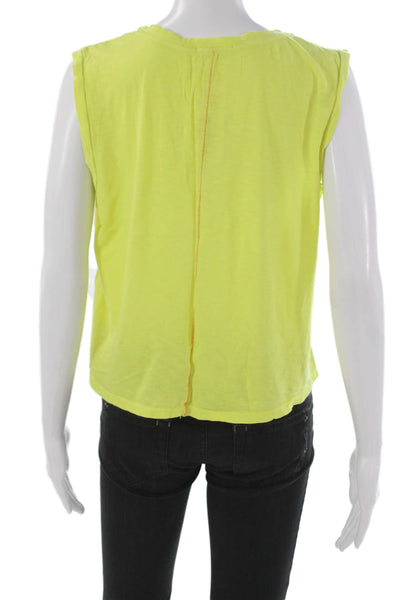 Sundry Womens Basic Sleeveless Tank Yellow Pima Cotton Round Neck Size 2