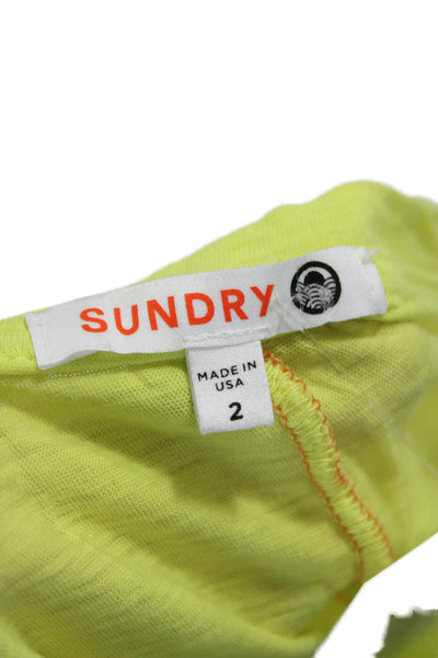 Sundry Womens Basic Sleeveless Tank Yellow Pima Cotton Round Neck Size 2