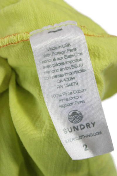 Sundry Womens Basic Sleeveless Tank Yellow Pima Cotton Round Neck Size 2