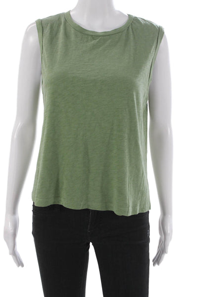 Sundry Womens Basic Sleeveless Round Neck Pima Cotton Tank Green Size 2