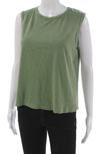 Sundry Womens Basic Sleeveless Round Neck Pima Cotton Tank Green Size 2