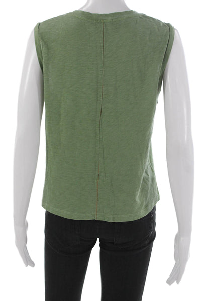 Sundry Womens Basic Sleeveless Round Neck Pima Cotton Tank Green Size 2