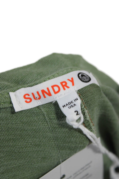 Sundry Womens Basic Sleeveless Round Neck Pima Cotton Tank Green Size 2