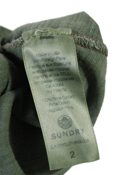 Sundry Womens Basic Sleeveless Round Neck Pima Cotton Tank Green Size 2