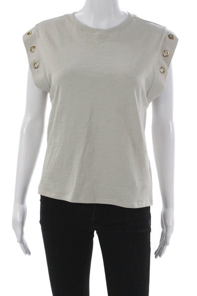 Nation LTD Womens Basic Beige Cotton Crew Neck Sleeveless T-Shirt Size XS