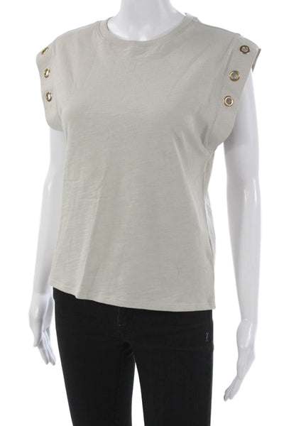 Nation LTD Womens Basic Beige Cotton Crew Neck Sleeveless T-Shirt Size XS