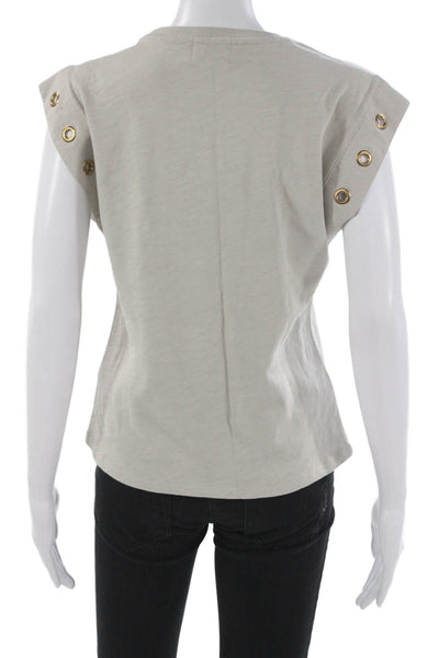 Nation LTD Womens Basic Beige Cotton Crew Neck Sleeveless T-Shirt Size XS