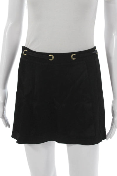 Ramy Brook Womens A-Line Skirt Black Acrylic Zip Short Size 0