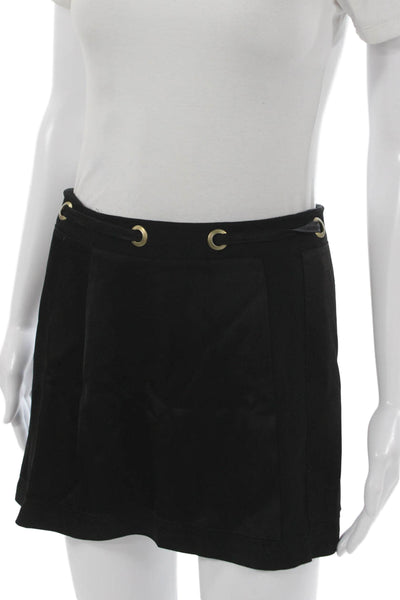 Ramy Brook Womens A-Line Skirt Black Acrylic Zip Short Size 0