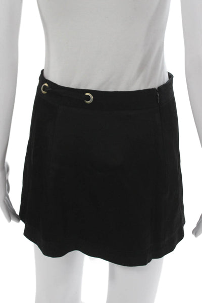 Ramy Brook Womens A-Line Skirt Black Acrylic Zip Short Size 0
