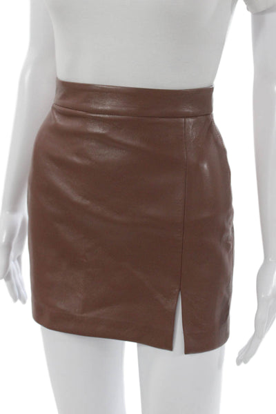 Wilfred Womens Pencil Skirt Brown Zip Short PU Size 00
